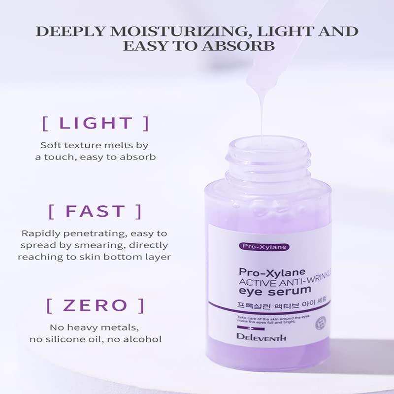 DEleventh Korean Brand Pro-Xilane Active Anti-Wrinkle Eye Serum 30ml / Anti-Aging, Reduces Puffiness, Dark Circles, & Firms Skin, Hydrating, Brightening, and Revitalizing Formula for Youthful Eyes