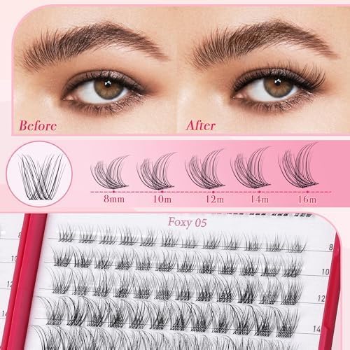 Lash Clusters Kit 432pcs Wispy Lashes Clusters Lash Clusters Clear Band Eyelash Clusters Natural Look Lash Extension Kit Invisible Band Lashes 0.07D