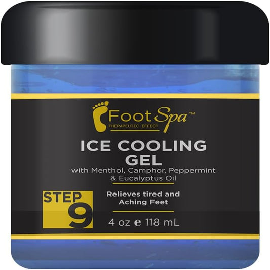 Foot SPA - Massage Cooling Gel for Pedicure Treatment with Menthol, Camphor, Peppermint and Eucalyptus Oil, Professional Strength Foot and Leg Ice Cooling Gel Therapy, Relives Tired Aching Feet, 4 oz