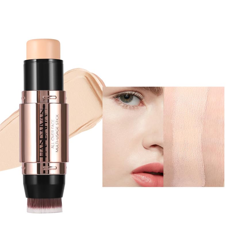 8 Colors Cream Contour Sticks Makeup Kit, Dual-Ended Concealer Stick With Soft Brush, Non-Greasy Long-Wear Face Primer Multi-Use Contouring Pen, Full Coverage Shades Corrector Concealer (07#)