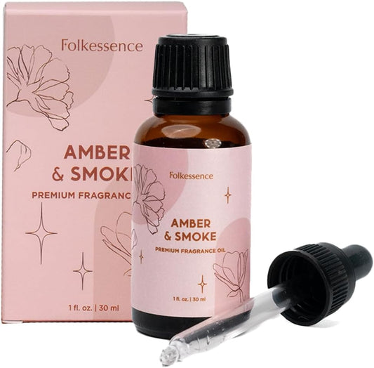 Folkulture Premium Essential Oil Blends for Diffuser for Home | 1.01 Fl Oz Amber Essential Oils for Aromatherapy | Fragrance Oils for Soap & Candle Making Scents | Diffuser Oil for Massage