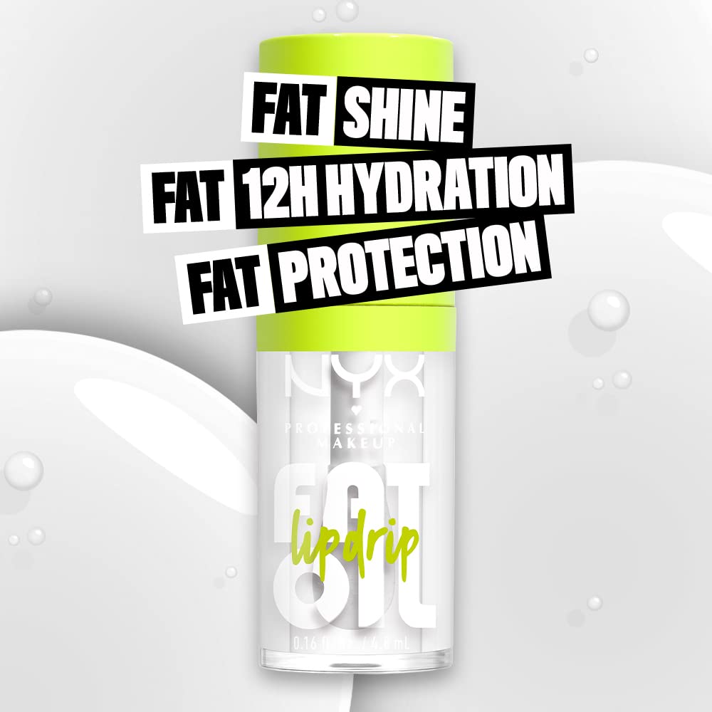 NYX PROFESSIONAL MAKEUP Fat Oil Lip Drip, Moisturizing Lip Oil Gloss, Vegan Tinted Formula, Up to 12 HR Hydration - My Main (Clear)