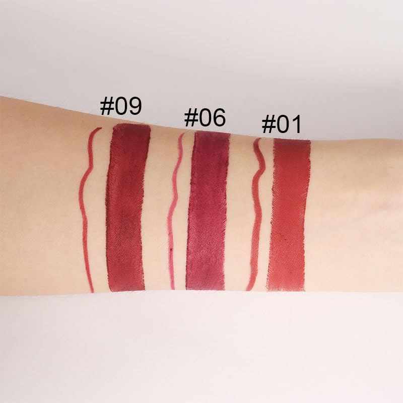 evpct 1Pcs Dark Red Lip Liner and Lipstick Set Kit for Women Matte Lips Kit with Lip Liner Lip Stains Long Lasting Waterproof 24 Hour Lipstick and Lip Liners Combo Lipliners Pencil Set 09#
