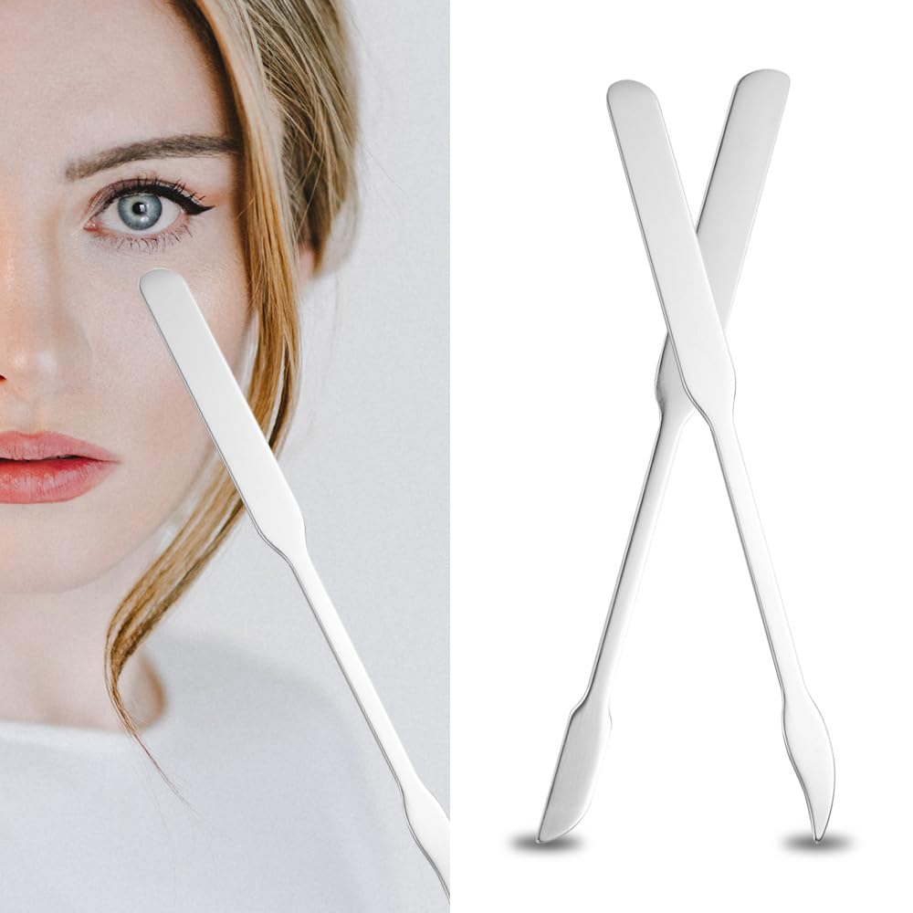 3pcs Cosmetic Mixing Makeup Spatula Nail Art Palette,Spoon Stainless Steel Spatula Face Brush Stirring Embossing Stick Makeup Brushes Cosmetic Tools Nail Polish Mix Stick