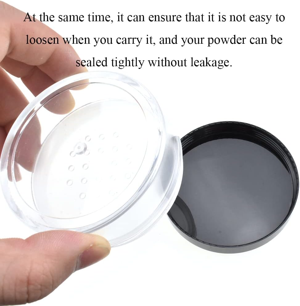 HAHIYO 3Pcs 30ml/1oz Plastic Empty Travel Compact Case Makeup Cosmetic Jar Refillable Powder Box No Leak Holder with Common Sifter and Black Screw Lid