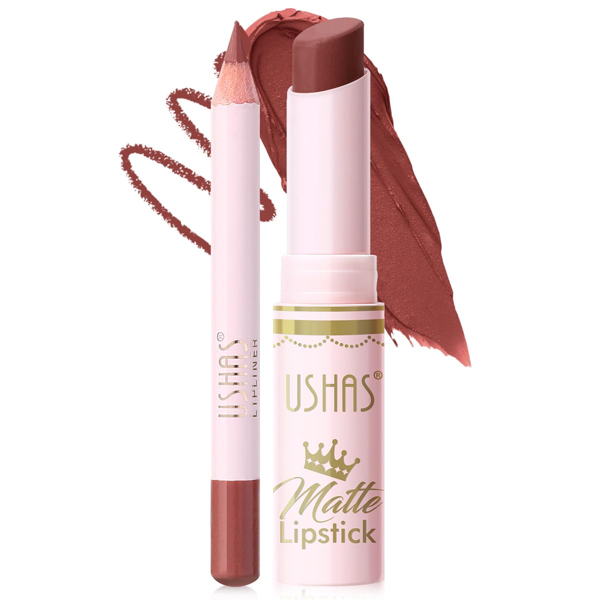 USHAS Lipstick and Lip Liner Combo Set 2 in 1 Waterproof Matte Lipstick pen for Women Lip liner Set Long Lasting with Makeup Set (Y15, Pack of 1)