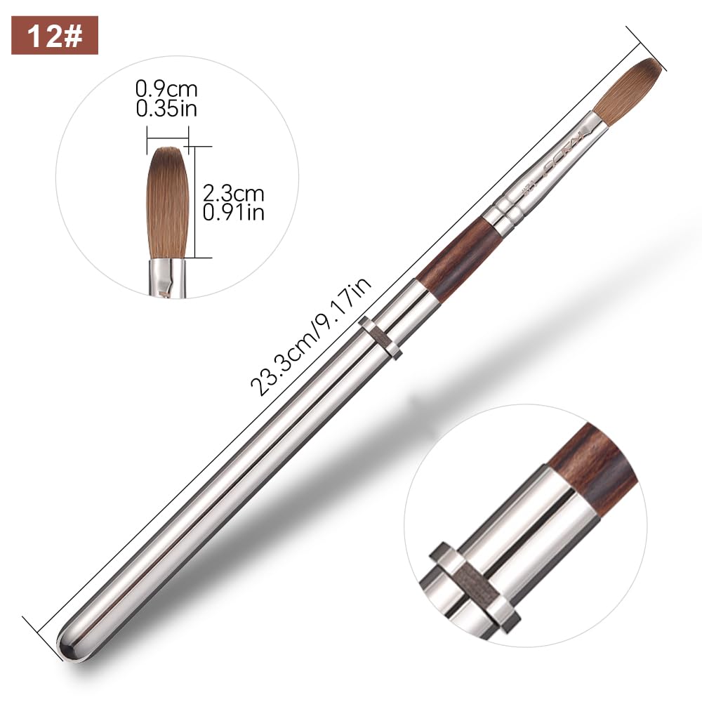 KADS Acrylic Nail Brush with Penholder Nail Brush for Acrylic Application-Oval Shaped Powder Nail Design Tools for Professional Manicure DIY Home Salon (12#)