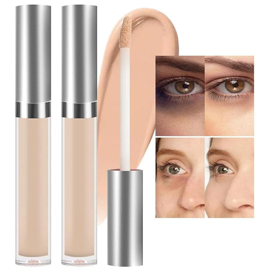 Kaely 2Pcs Hydrating Concealer Wand,Full Coverage Liquid under Eye Concealer,Long Lasting Waterproof Primer Makeup for Dark Circles and Puffiness Trouble Spots Redness,Eye Ring corrector de ojeras 02