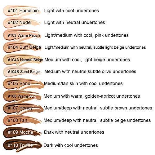 AQUAPURITY PHOERA Full Coverage Foundation New Formula Waterproof Long Lasting Oil Free Velvet Matte Liquid Foundation for Oily Skin Flawless Makeup Base Cream Concealer (104A Natural Beige)
