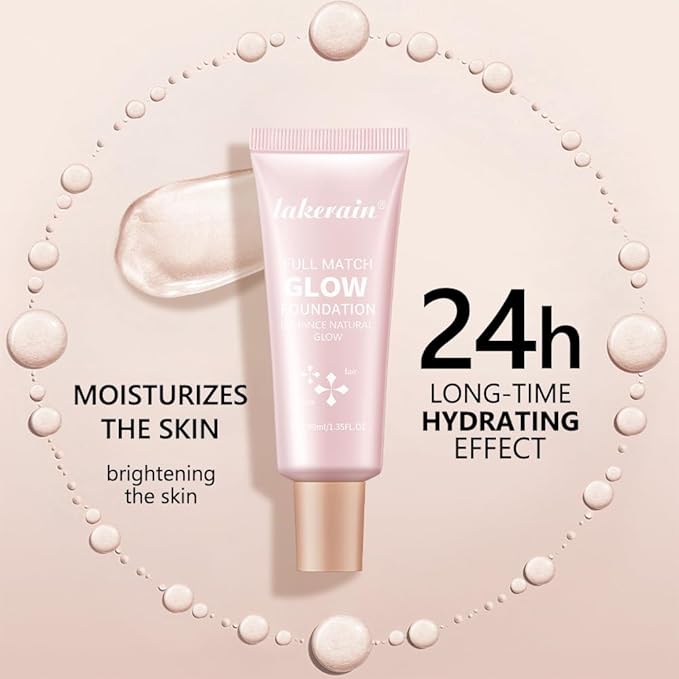 Full Match Glow Foundation, Enhance Foundation Natural Glow, Professional Coverage for a Flawless Look (Light, Large)