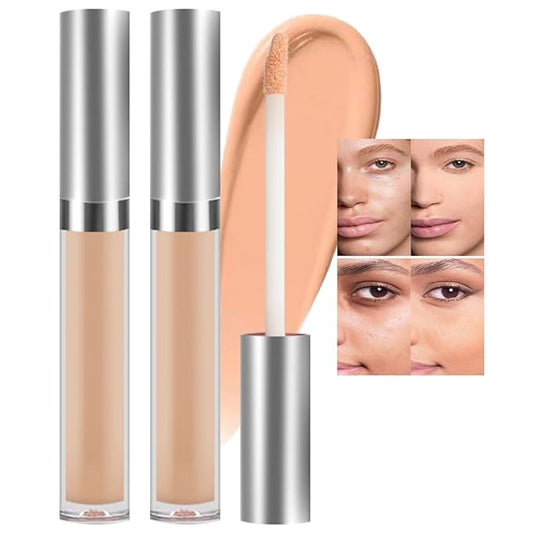 Kaely 2Pcs Hydrating Concealer Wand,Full Coverage Liquid under Eye Concealer,Long Lasting Waterproof Primer Makeup for Dark Circles and Puffiness Trouble Spots Redness,Eye Ring corrector de ojeras 03
