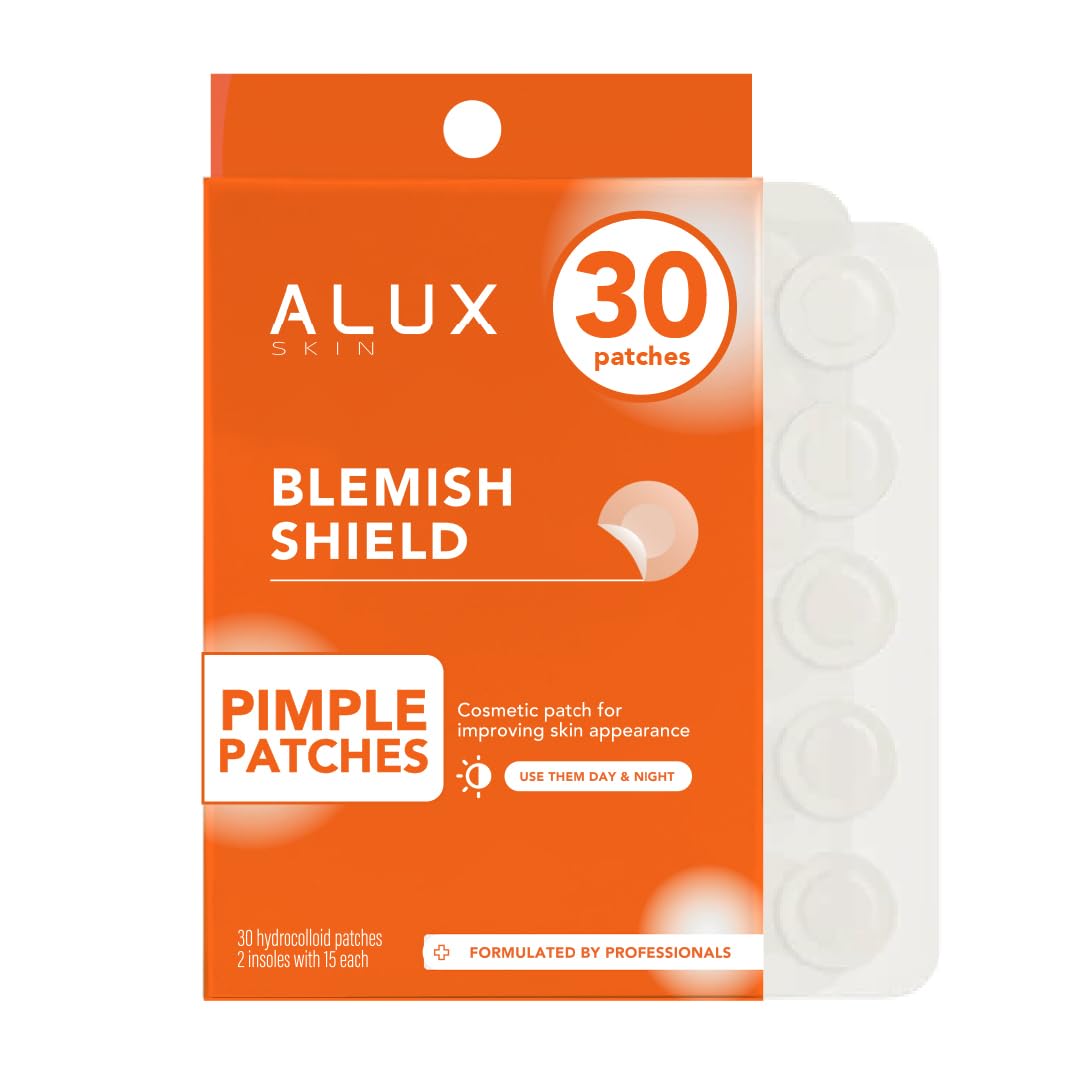 ALUX Skin Pimple Patches for Face, 30 Unit, Hydrocolloid Skin Care Acne Patches, Safe for Sensitive Skin, Use Under Makeup, Absorbing Spot Cover Stickers for Zits, Blemishes, Pimples, Breakouts