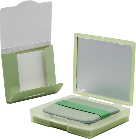 200 Oil Blotting Sheets for Face, Portable Oil Control Film with Mirror & Puff Not Destroy Base Makeup Face Oil Absorbing Sheets for Women & Men, Face Oil Control On The Go (Green Tea, 200)