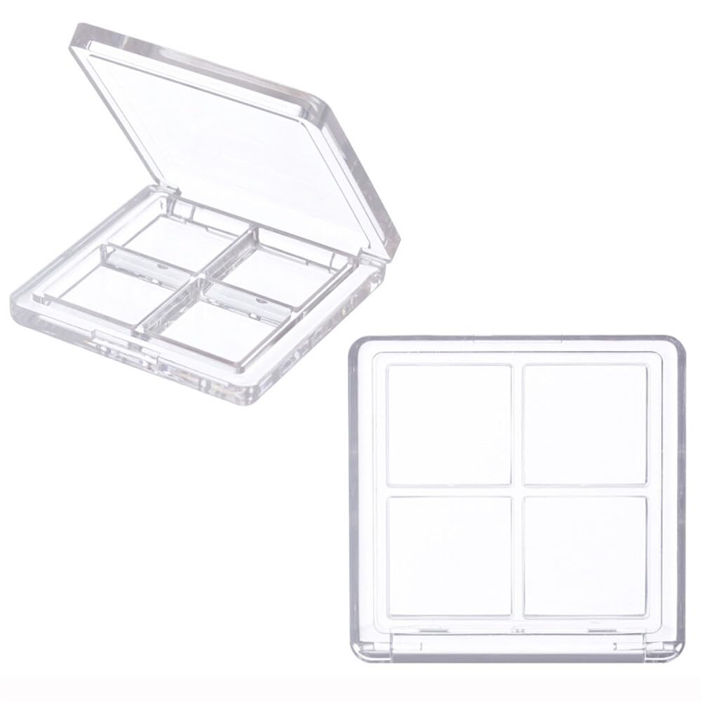 2PCS Empty Eyeshadow Palette 4 Grids Plastic Eye Make Up Container Palette Refillable Small Makeup Palette Lipstick Compact Containers Cosmetic Sample Storage Cases