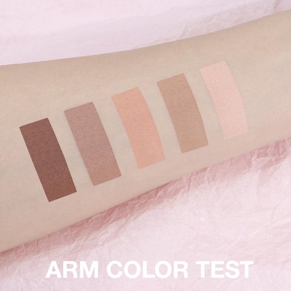 5 Colors Matte Eyeshadow Makeup Palette,Nude Pink Light Dark Brown Taupe Natural Neutral Eye Shadow Palette,Long Lasting Waterproof Naturing-Looking Women Girls Eye Shadow