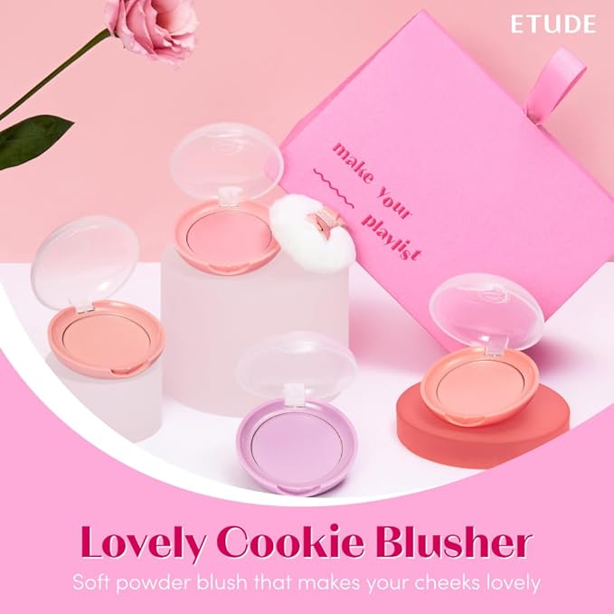 ETUDE Lovely Cookie Blusher #PP502 Lavender Lemon Macaron 4g | Glowing & Natural Powder Blush with Long-Lasting Sebum Control | Easy Application | Puffy Cushion for a Lovely Makeup Look