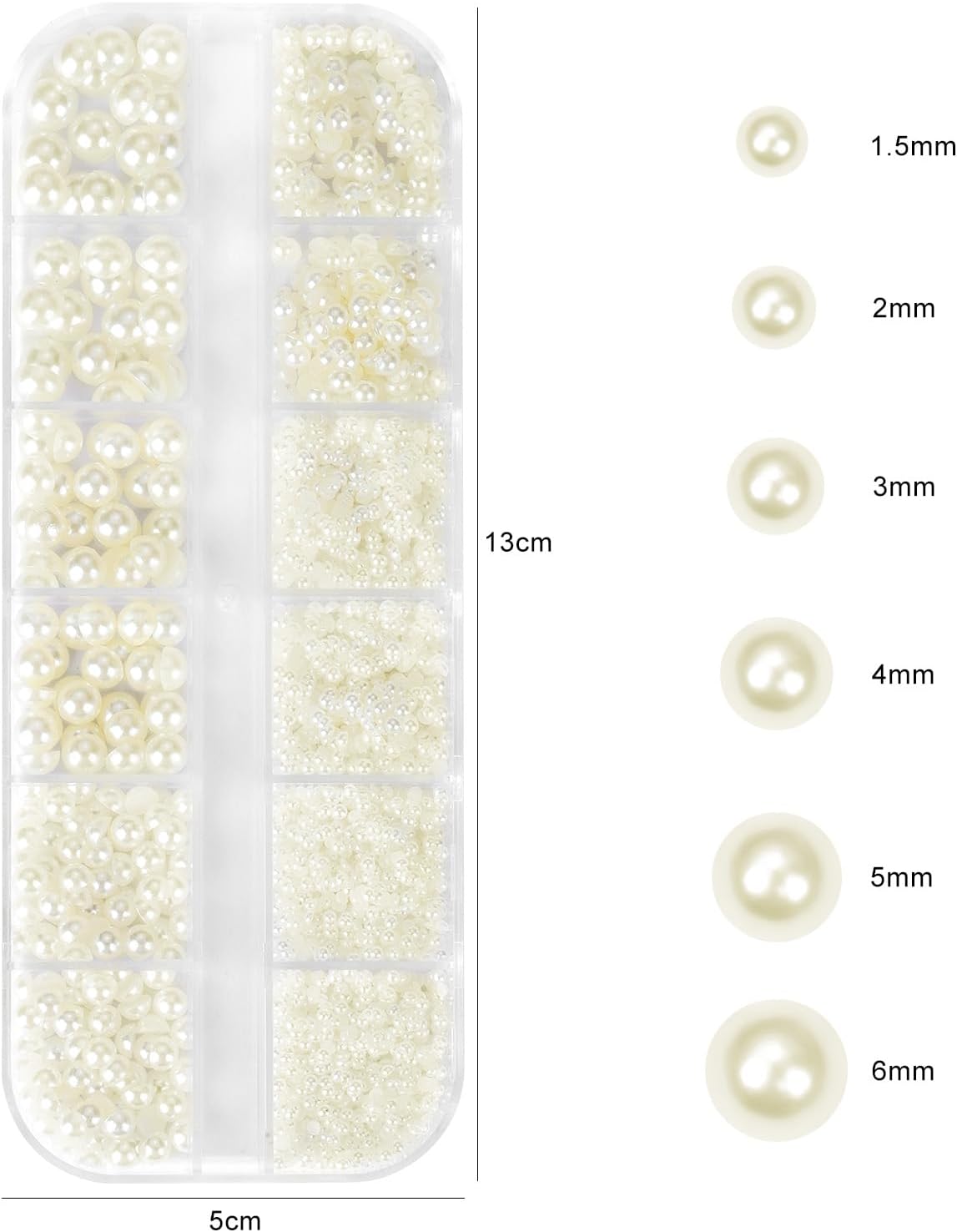 Flatback Rhinestones Half Pearls for Crafting, 1.6-4mm Colorful Rhinestones and 1.5-6mm Small Pearls for Bedazzling, Clothes and Nails Art