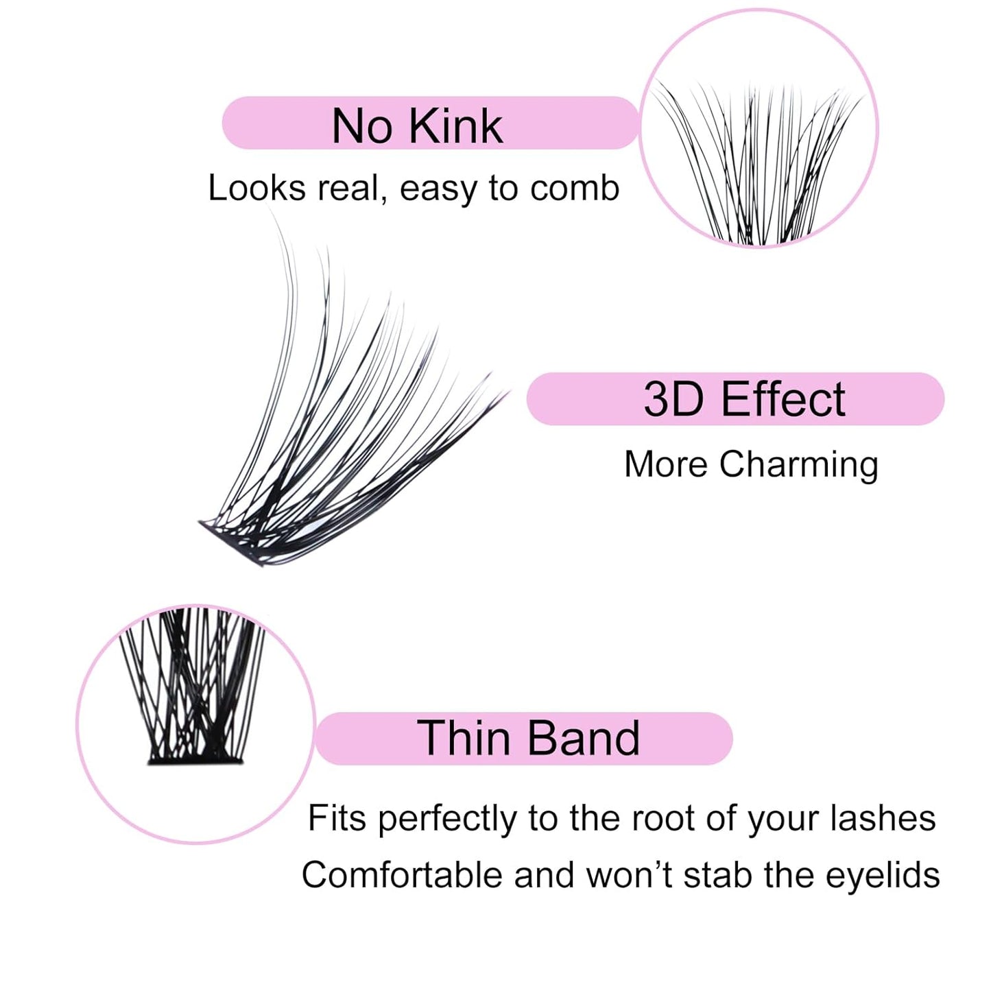 Lash Clusters LAUBESS Individual Lashes Waterproof Eyelash Clusters Mixed Tray Cluster Eyelash Extensions Soft Cluster Lashes for Beginners (40D-D-18)