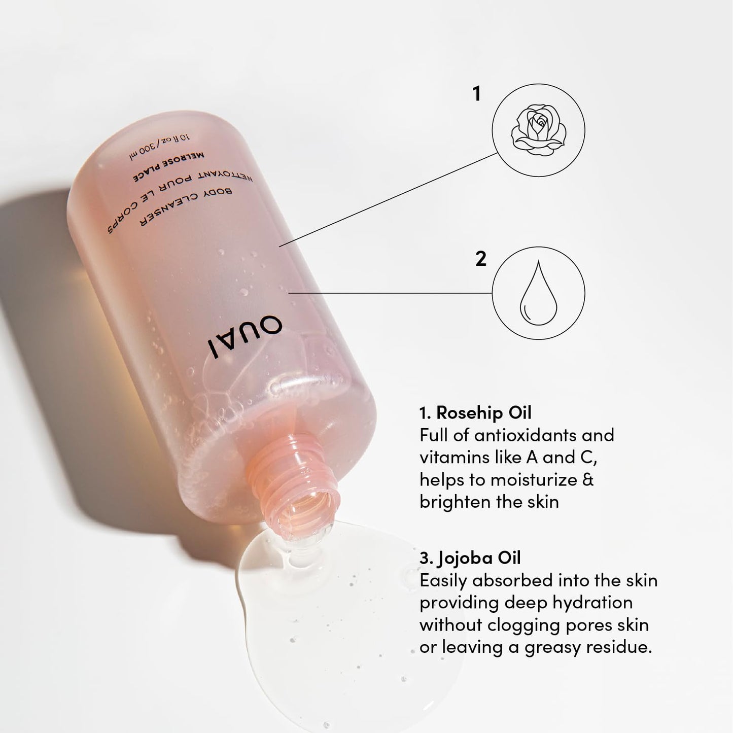 OUAI Body Cleanser Refill, Melrose Place - Foaming Body Wash with Jojoba Oil and Rosehip Oil to Hydrate, Nurture, Balance and Soften Skin - Paraben, Phthalate and Sulfate Free Skin Care - 32 Oz