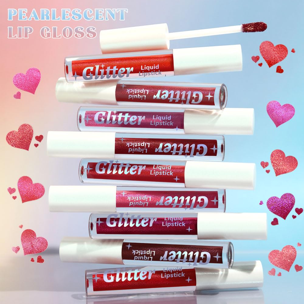 Rose Pink Metallic Lipstick for Women,Lightweight Glitter Sparkling Liquid Lipsticks,Shimmer Lip Gloss Stain Long Lasting Waterproof Smudge Proof Non-Drying 24 Hour Full Coverage Lip Makeup,Vegan