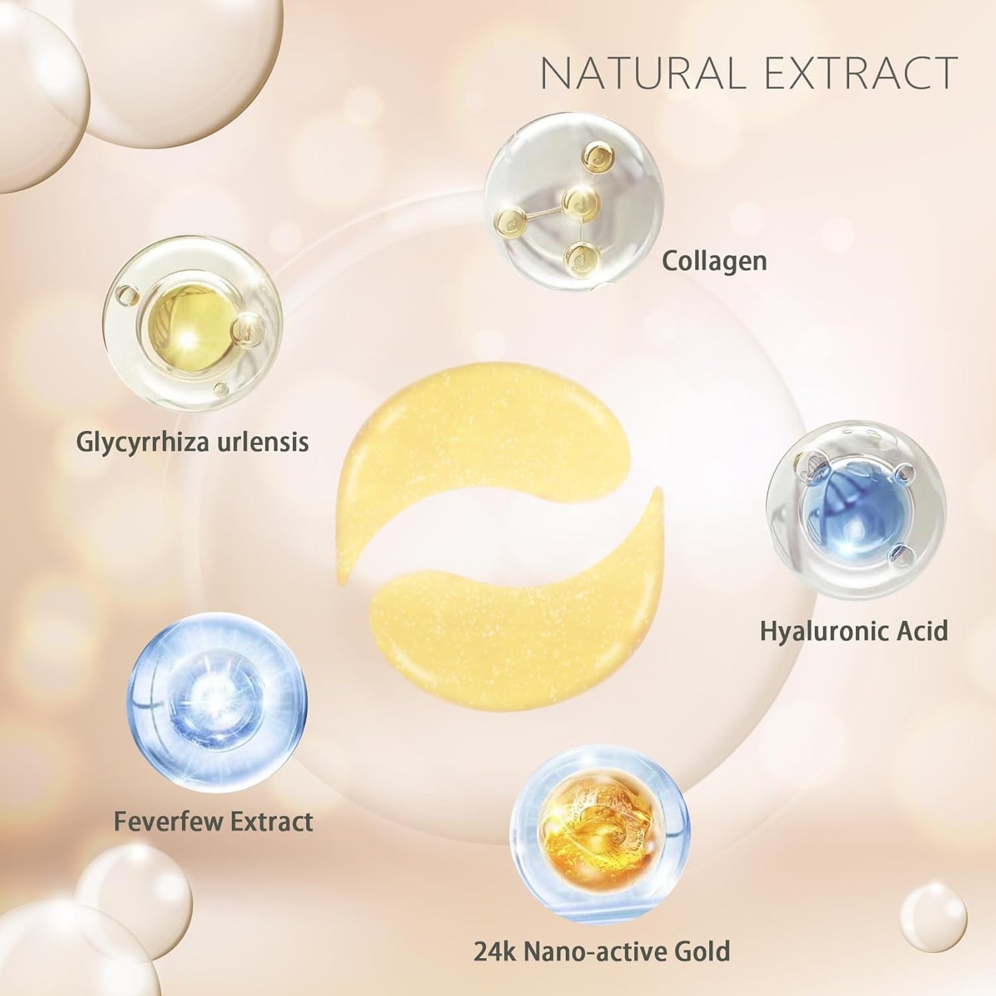 24k Gold Under Eye Patches: 60 Pcs Eye Masks for Dark Circles and Puffiness with Hyaluronic Acid, Eye Pads for Puffy Eyes, Collagen Skin Care Products