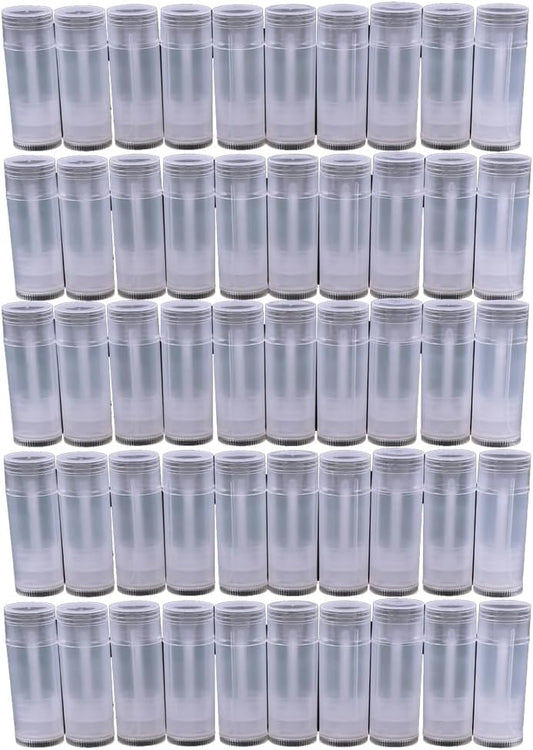 50Pcs 5ml Translucent Lipstick Cosmetic Empty Lip Gloss Lipstick Containers,Cosmetic Containers Sale Lip Balm Tubes Empty Hot Transparent Plastic Refill Lip Balm Tube with Cap