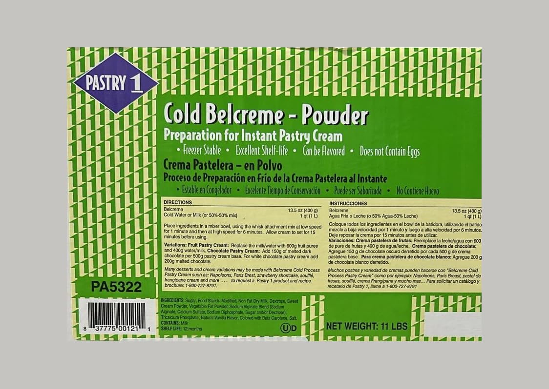 Instant Pastry Cream - Cold Belcreme Powder - 1 bag - 11 lb