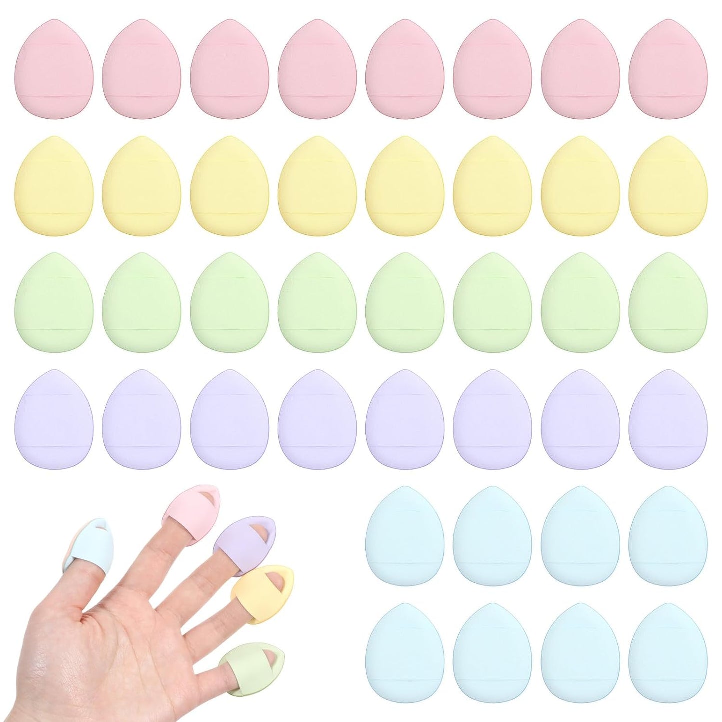 Giantree 40Pcs Mini Makeup Puff, Mini Finger Powder Puff, Triangle Makeup Puff for Foundation Setting Sponge Powder Puff, Cushion Puff for Women Girls and Makeup Cosmetic Setting Wet Dry