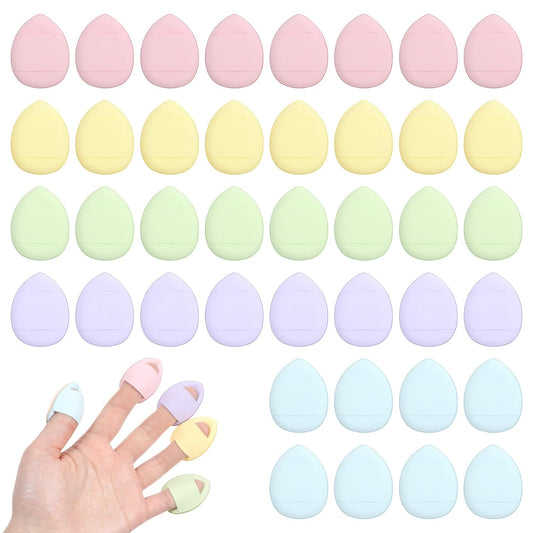 Giantree 40Pcs Mini Makeup Puff, Mini Finger Powder Puff, Triangle Makeup Puff for Foundation Setting Sponge Powder Puff, Cushion Puff for Women Girls and Makeup Cosmetic Setting Wet Dry