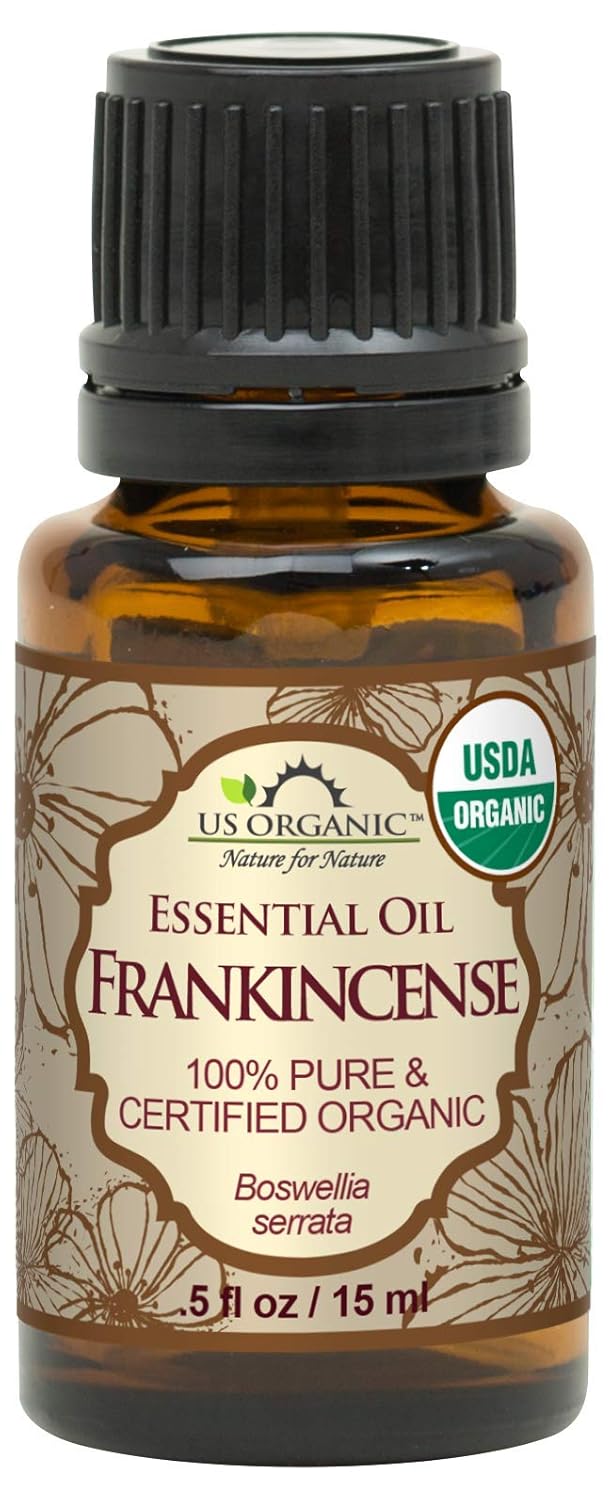 US Organic 100% Pure Frankincense Essential Oil, USDA Certified Organic, Steam Distilled, Boswellia serrata, Sourced from India, Topically or in Diffuser, Perfect for Aging or All Skin Type (15 ml)