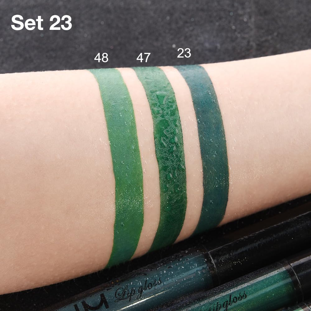 evpct 3Pcs Dark Deep Forest Green Shimmer Matte Liquid Lipstick Lip Stain Sets for Women Matte+Lipstick Long Lasting Waterproof Permanent 24 Hours Magic Lipstick 24 Hours original, Set23