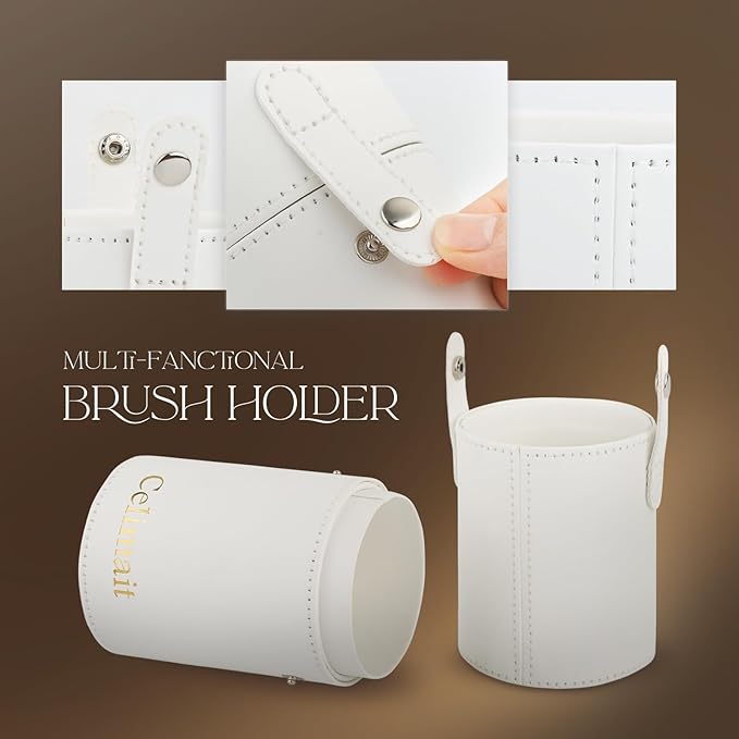 Makeup Brushes Set 12 Piece Professional & Beginner Friendly, Soft Synthetic Bristles for Face Eyeshadow Blending, Easy to Clean Travel Ready with Case, Ergonomic Wooden Handle Hypoallergenic (White)