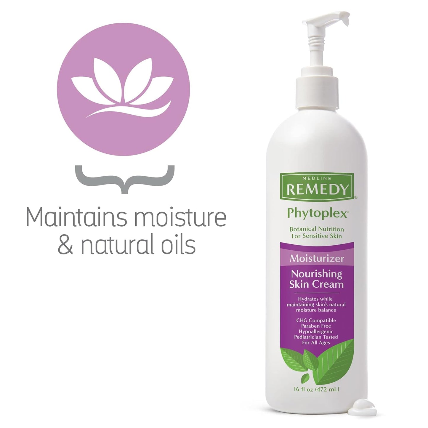 Medline Remedy Phytoplex Nourishing Skin Cream, Unscented Skin Moisturizer, Paraben Free Body Lotion, 16 Fl Oz (Pack of 2)