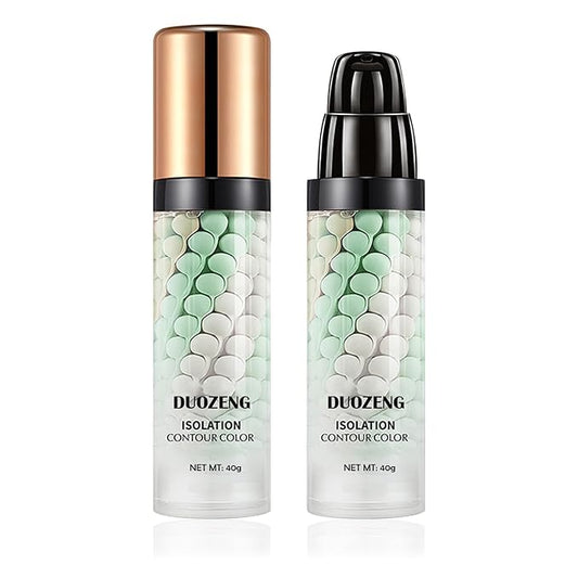 1 Pcs One Step Color Corrector,Natural Isolation Cream,Face Primer Makeup Tricolor Moisturizer,Oil Control & Moisturizing Skin Tone Correcting Primer Concealer Foundation Set B