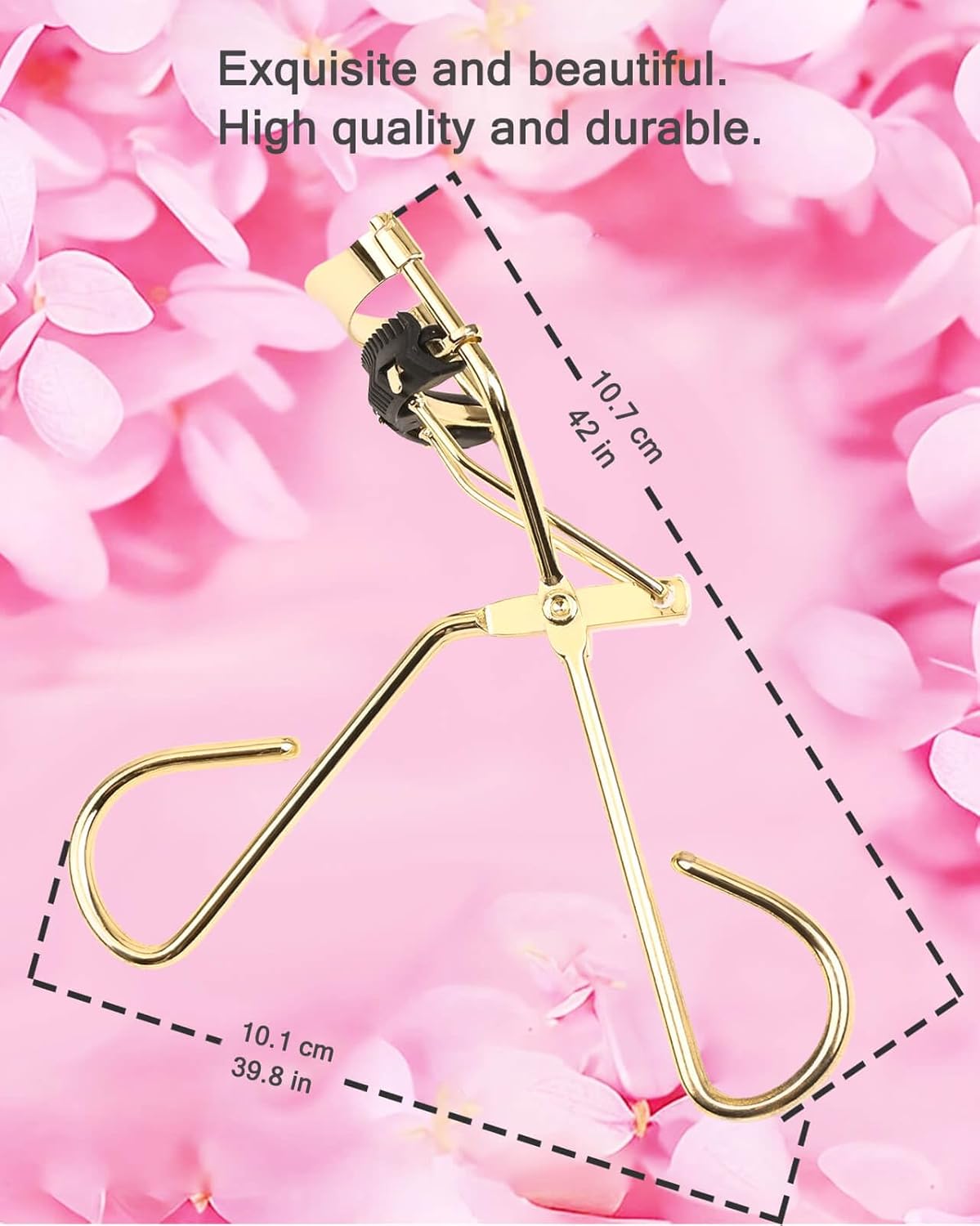 Eyelash Curlers with Comb IMMER LIEBEN Fashion Cute Eye Lash Curler with 3 Combs, 3 Refill, 10 Seconds for Long-Lasting Curl Gold
