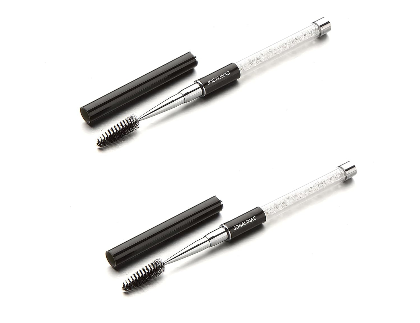 2PCS Mascara Brushes, Eyebrow Eyelash Brushes, Mascara Wands Spooly Applicators, Eye Brushes, Portable Cosmetic Brushes with Cap Spoolies Brushes for Eyelash Extensions and Eyebrows, Black