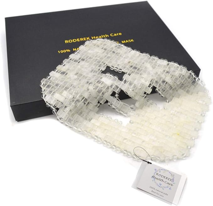 Jade Face Sleeping Mask, Jade Mask for Relieving Face & Eye Puffiness Migraine, Anti Wrinkle Mask Therapy, Yoga Meditation Tools (Clear Crystal)