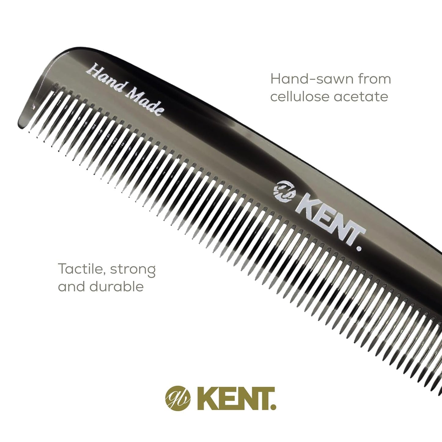 Kent 7T G All Fine Tooth Pocket Comb - Handmade Hair Grooming and Styling Comb for Travel, Mustache, Beard - Saw Cut and Hand Polished for Wet or Dry Use with Balms