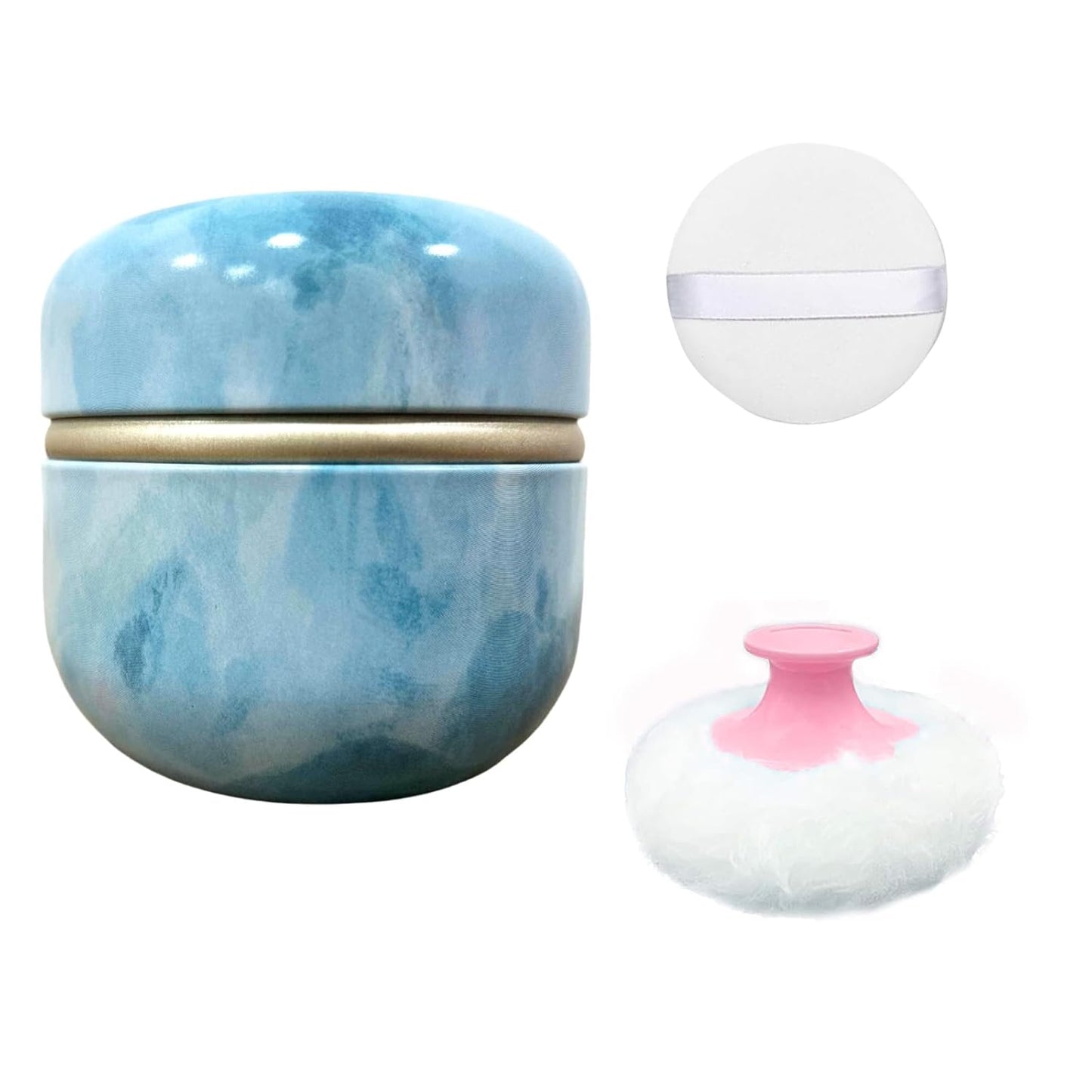 Body Powder Puff and Container for Dusting Powder, Women Powder Puff and Powder Case for Bath and Travel (Summer Dream)
