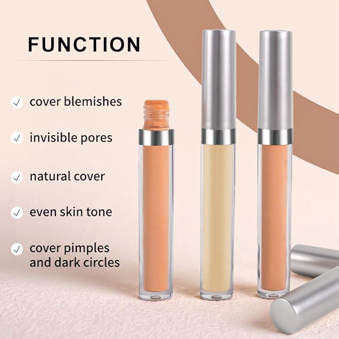Kaely 2Pcs Hydrating Concealer Wand,Full Coverage Liquid under Eye Concealer,Long Lasting Waterproof Primer Makeup for Dark Circles and Puffiness Trouble Spots Redness,Eye Ring corrector de ojeras 06