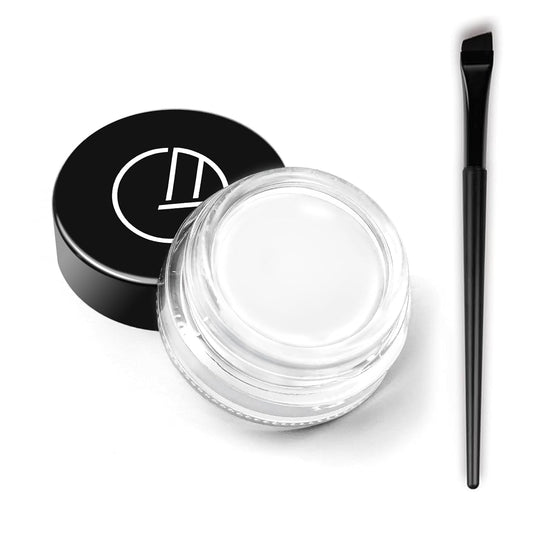 Eyeliner Gel Set,Long Lasting Waterproof With 5.51 IN Long Eyeliner Brush,High-Intensity Pigments Smudge-Proof Eye Liner Makeup Creamy Gel 5G-White