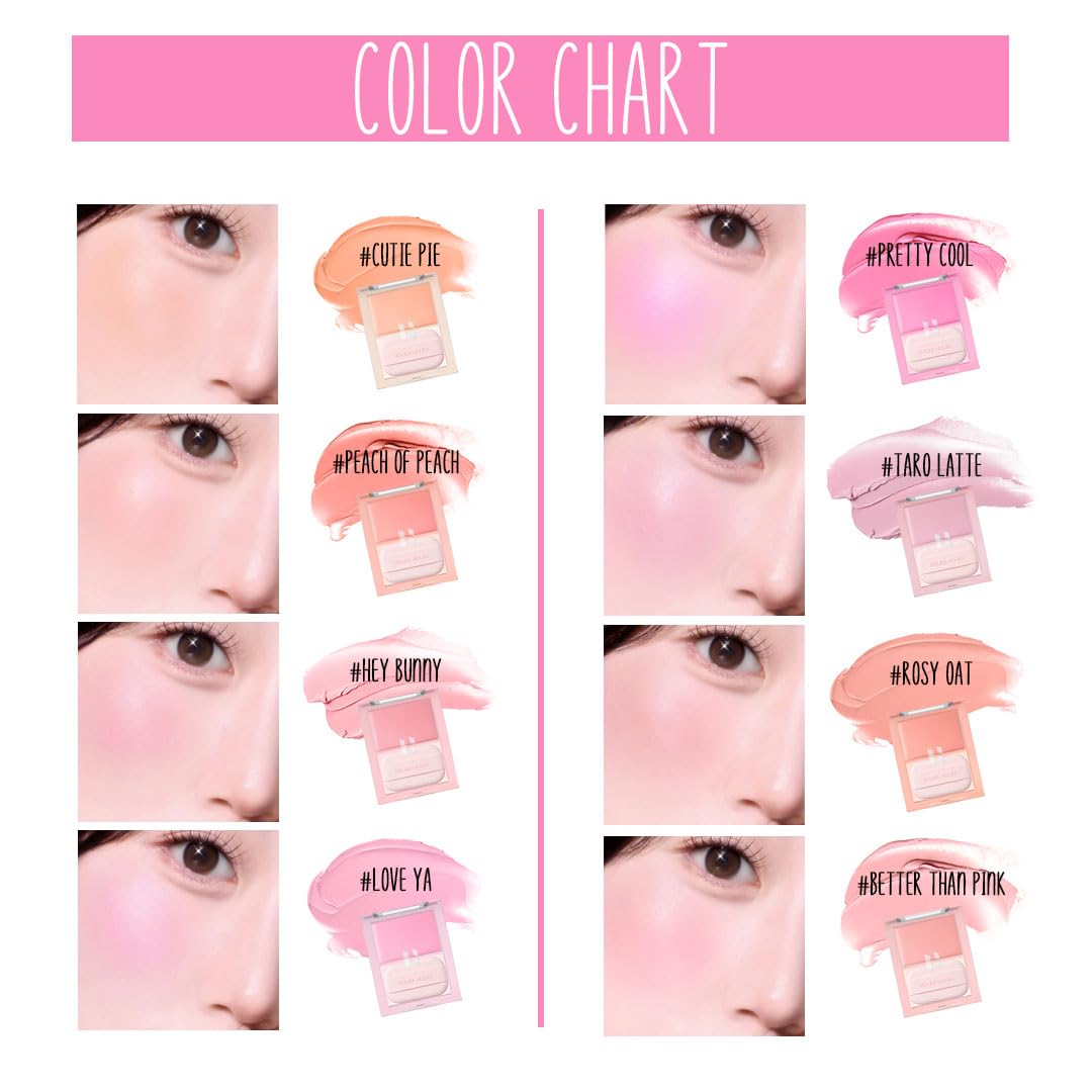 HOLIKA HOLIKA Colored Milk Cream Blush 01 CUTIE PIE: Glowing, Natural Makeup, Glossy Finish, Soft, Creamy Dough like texture, Shimmer, Radiant, Plumping, Cheek, Lightweight, Clean, Buildable