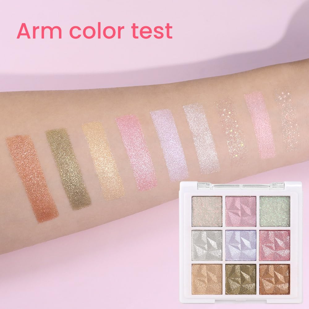 9 Colors Pink Pearl Gold Matte Shimmer Eyeshadow Palette for Eye Makeup,High Pigmented Brown Eye Shadow Primers Powder Palet de sombras de ojos-16#