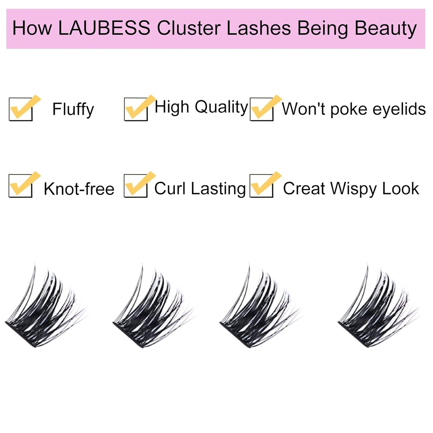 Lash Extension Kit LAUBESS Lash Clusters Kit Cluster Eyelash Extensions Kit Eyelash Clusters Lash Bond and Seal Waterproof Tweezers Brush Lash Glue Remover (Kit 01-D-Mix14-18)