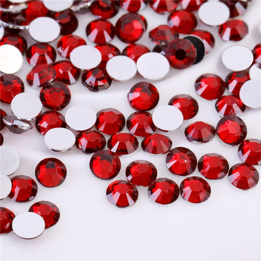3000 Pieces SS6 2mm Flatback Rhinestones Clear Glass Round Gems Crystals for Nail Art DIY Crafts Clothes Shoes Bags （Dark Red）