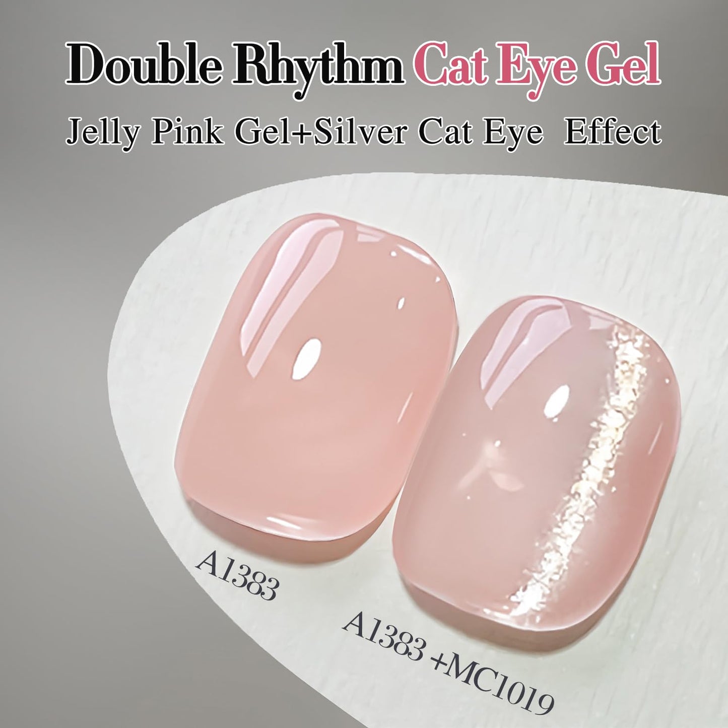 Double Rhythm 0.5 OZ Cat Eye Gel Polish with Magnet 15ML Holographic Glitter Shimmer Translucent Jelly Color Magnetic Polish Salon DIY at Home (Silver-MC1019)