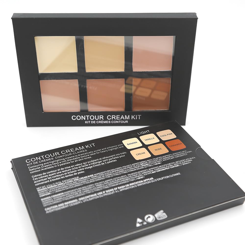 6 color Contour Cream Kit foundation mattle Sculpt Enhance Features (Light)