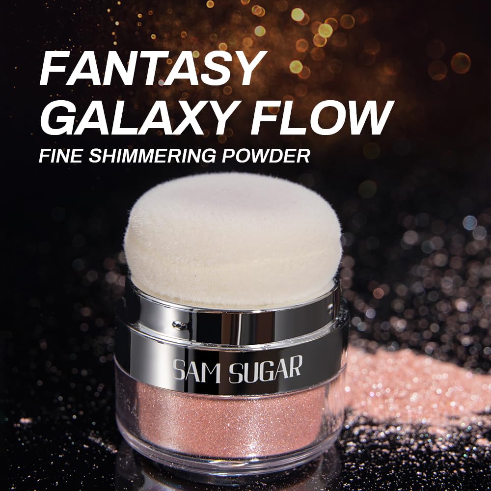 Glitter Body Highlighter Powder Body Shimmer Sparkle Face Brightening Highlighter Powder for Face Eyes Body Glow Makeup With sponge head（08#）
