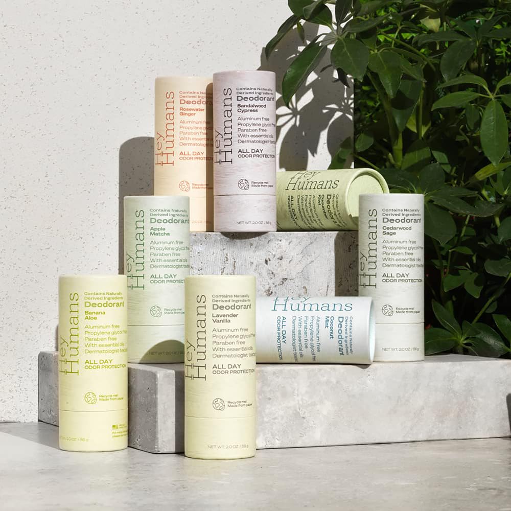 Hey Humans Deodorant, Aluminum Free Deodorant for Women and Men, Contains Naturally Derived Ingredients, All Day Odor Control, Refreshing Deodorant Essential Oils, Variety Pack