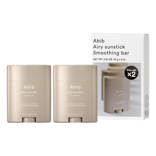 Abib Airy Sunstick Protection Bar DUO Broad Spectrum SPF50+ 1.62 oz / 46 g (Semi-matte) | Korean Suncreen Stick Suncare Sunblock, No Whitecast, Protector Solar Barra, Water resistant